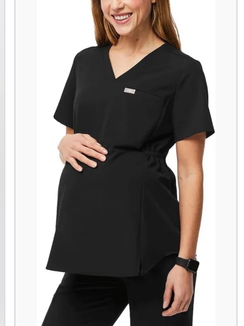 NWT Figs Octavia Black Maternity 2XL V-Neck scrub top